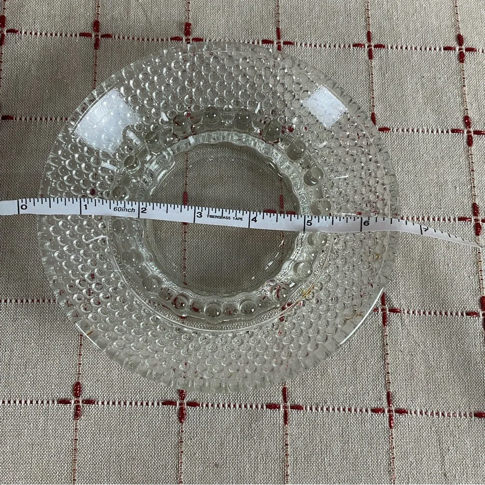 VINTAGE ANCHOR HOCKING Sure Snuff Clear Hobnail Ashtray round Large  6.25”